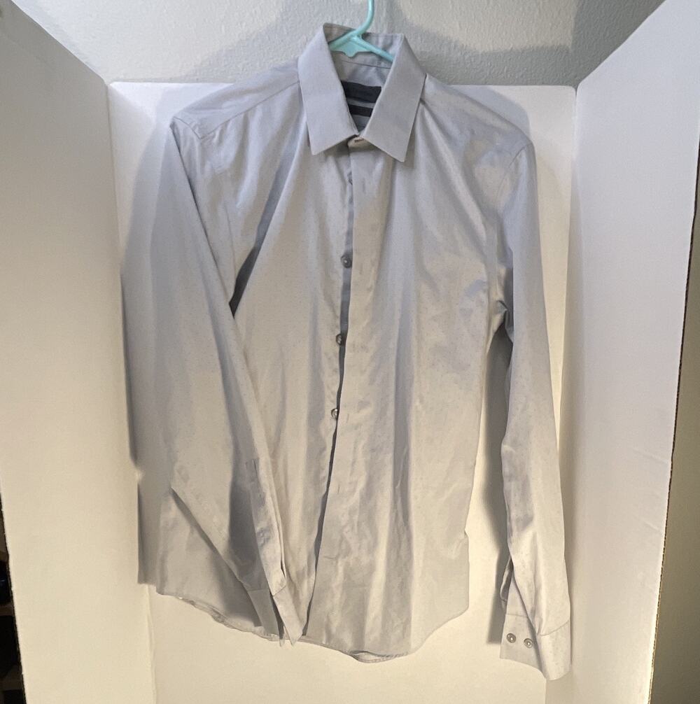 Calvin Klein Men's Regular Slim Fit Non-Iron Gray Dress Shirt 17.5 32/33